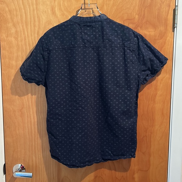 Band Collar Button Up (Navy) - Picture 4 of 4